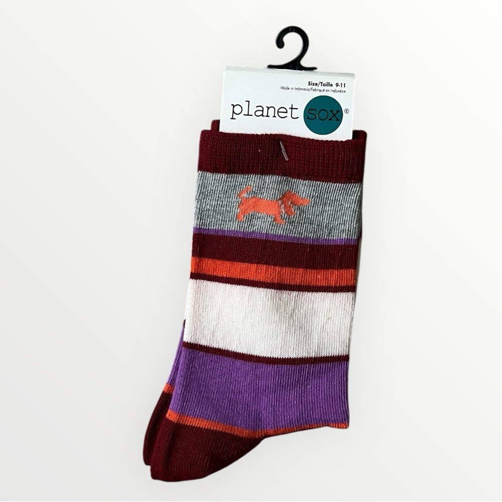 ◻️PLANET SOX: Women’s NWT, size 9-11 Dachshund w/stripes socks◻️